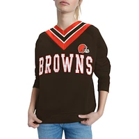 Women's Tommy Hilfiger Brown Cleveland Browns Heidi Raglan V-Neck Sweater