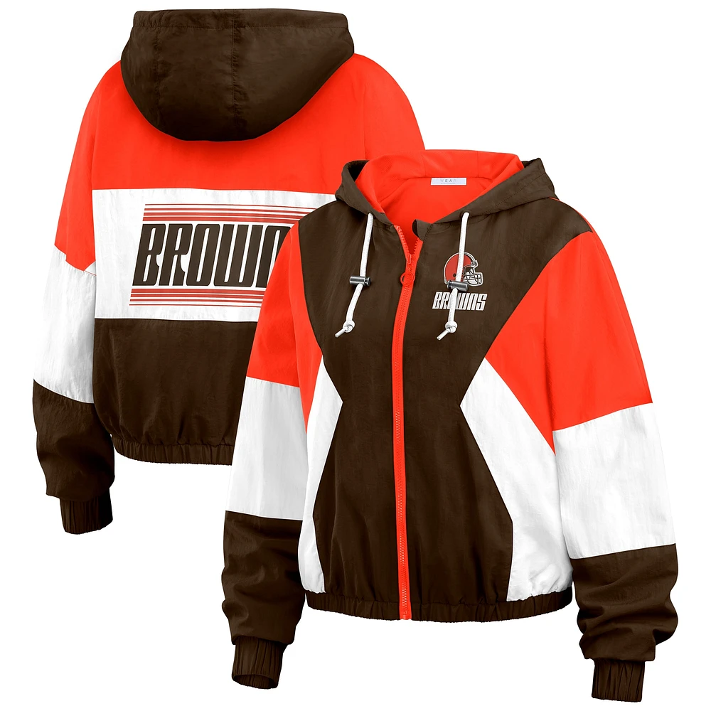 Veste coupe-vent entièrement zippée à blocs de couleurs grande taille pour femme WEAR by Erin Andrews marron/orange Cleveland Browns