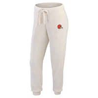 Women's WEAR by Erin Andrews  Cream Cleveland Browns Knitted Tri-Blend Long Sleeve T-Shirt & Pants Lounge Set