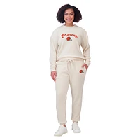 Women's WEAR by Erin Andrews  Cream Cleveland Browns Knitted Tri-Blend Long Sleeve T-Shirt & Pants Lounge Set