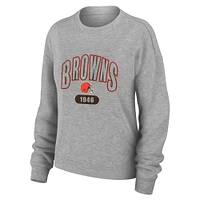 Women's WEAR by Erin Andrews  Heather Gray Cleveland Browns Plus Knitted Tri-Blend Long Sleeve T-Shirt & Pants Lounge Set