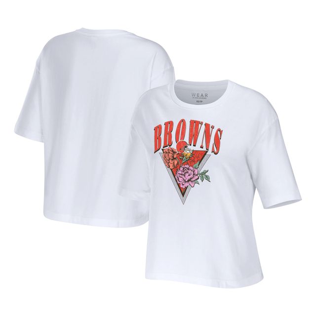 T-shirt court à fleurs WEAR by Erin Andrews des Cleveland Browns pour femmes, blanc
