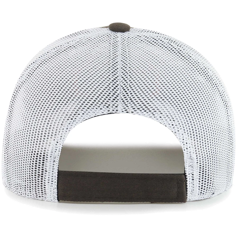 Youth '47 Brown/White Cleveland Browns Scramble Adjustable Trucker Hat
