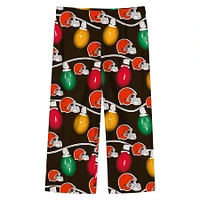 Youth Cleveland Browns Two-Piece Garland Holiday Long Sleeve Pajama Set