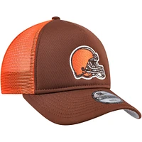 Youth New Era Brown Cleveland Browns A-Frame 9FORTY Trucker Adjustable Hat