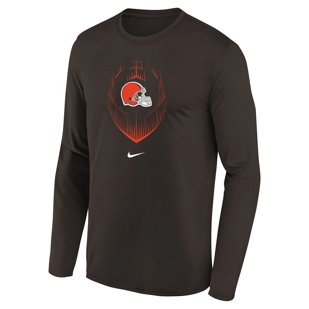 Youth Nike Brown Cleveland Browns Legend Icon Long Sleeve T-Shirt