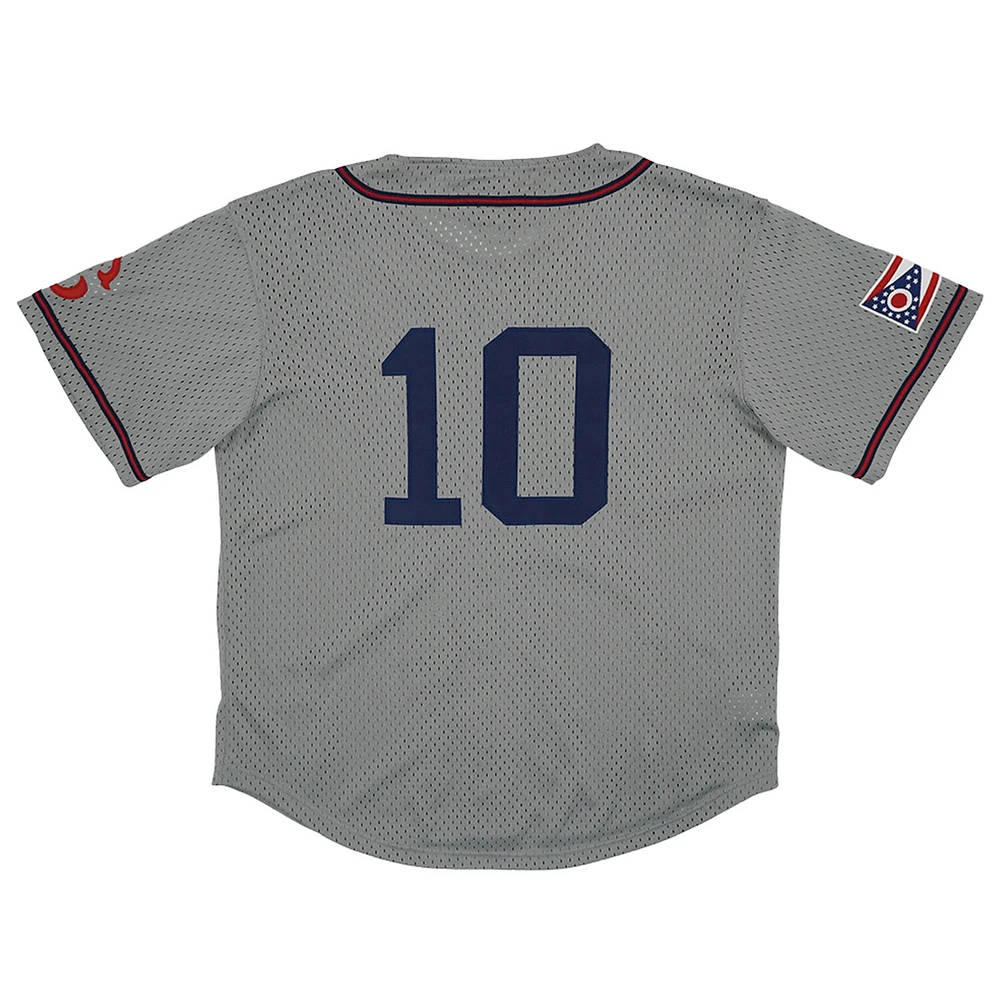 Men's Rings & Crwns #10 Gray Cleveland Buckeyes Mesh Button-Down Replica Jersey