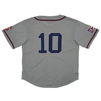 Men's Rings & Crwns #10 Gray Cleveland Buckeyes Mesh Button-Down Replica Jersey
