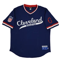 Men's Rings & Crwns #10 Navy Cleveland Buckeyes Mesh Replica V-Neck Jersey