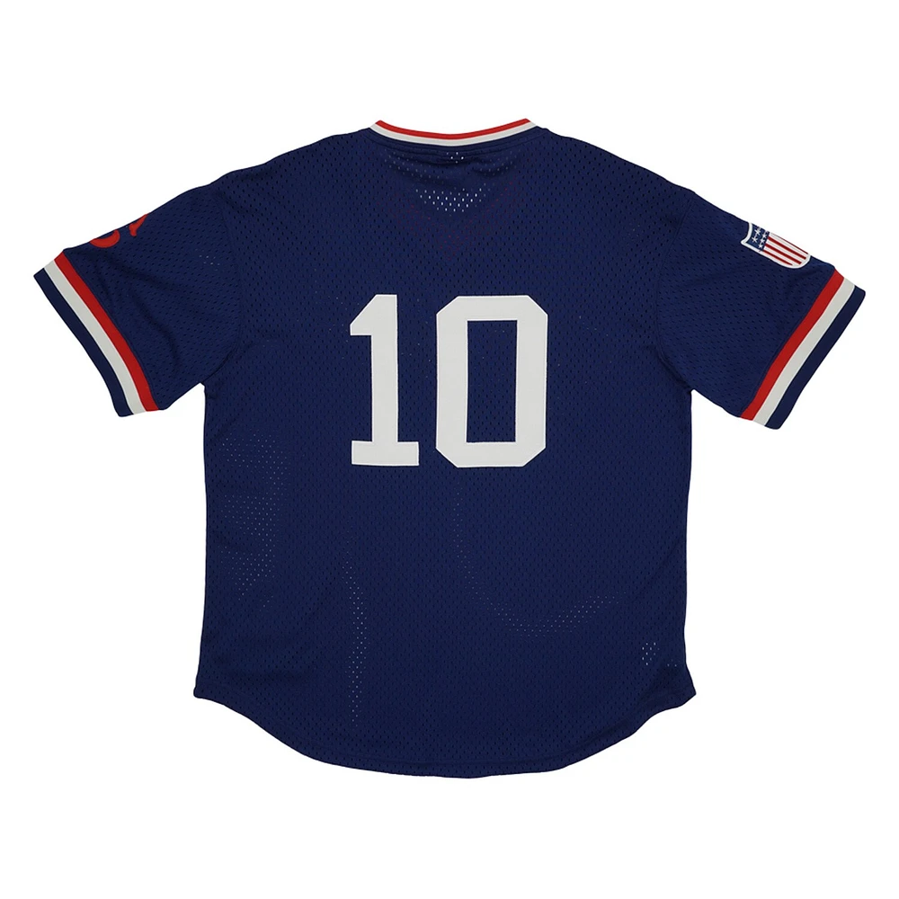 Men's Rings & Crwns #10 Navy Cleveland Buckeyes Mesh Replica V-Neck Jersey