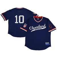 Men's Rings & Crwns #10 Navy Cleveland Buckeyes Mesh Replica V-Neck Jersey