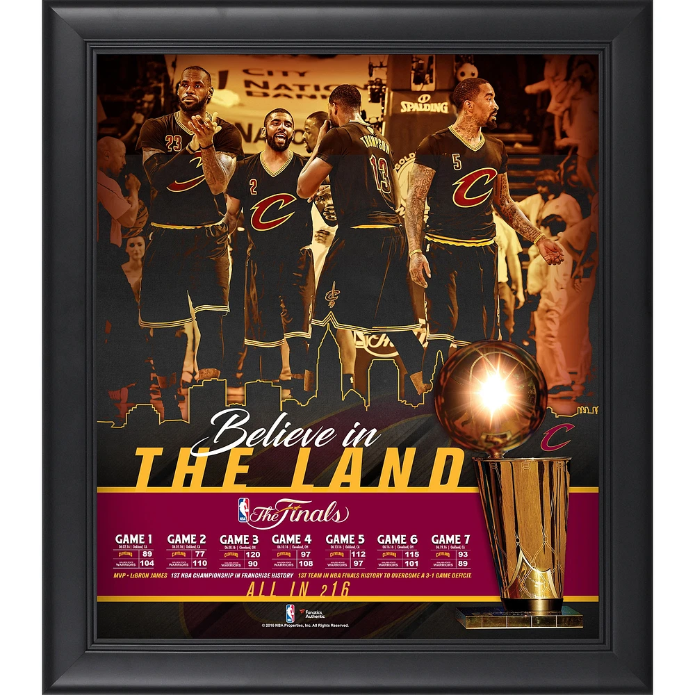 Collage encadré des Cleveland Cavaliers 15" x 17" Champions de la finale NBA 2016 The Land
