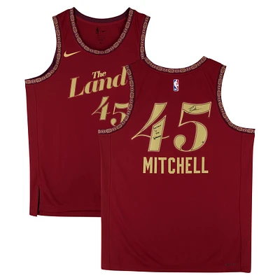 Maillot Nike City Swingman 2023-24 signé Donovan Mitchell par les Cleveland Cavaliers, avec inscription « Welcome to the Spiderverse