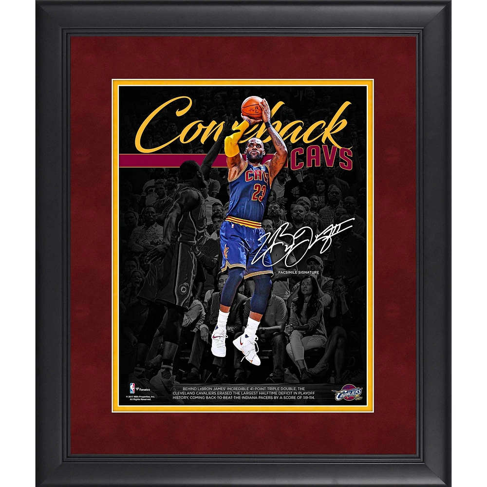LeBron James Cleveland Cavaliers Framed 11" x 14" NBA Playoffs Largest Halftime Comeback Spotlight - Facsimile Signature