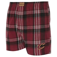 Men's Concepts Sport Wine Cleveland Cavaliers Region Flannel Boxer Short