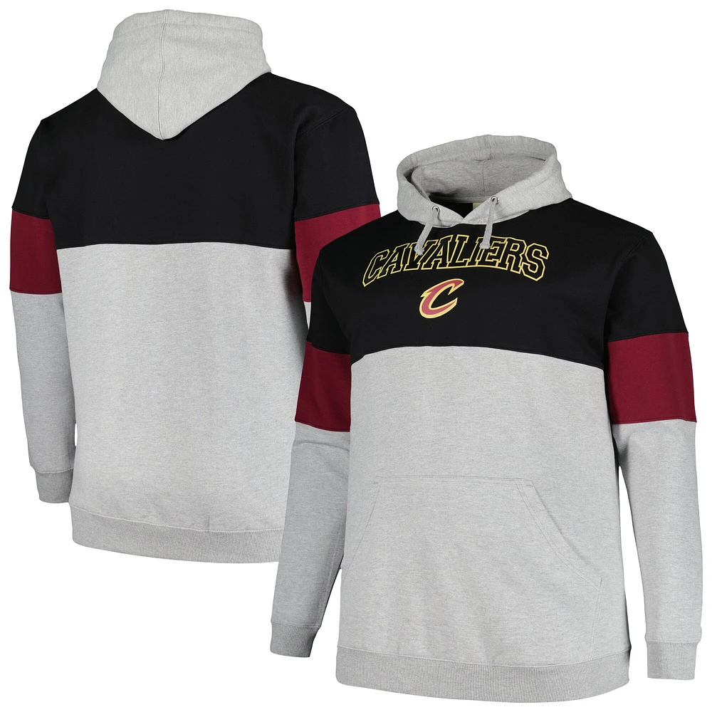 Sweat à capuche Fanatics pour hommes, noir/vin, Cleveland Cavaliers, Big & Tall