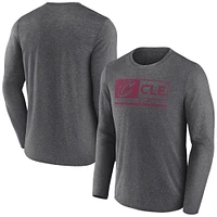 Men's Fanatics Heather Charcoal Cleveland Cavaliers Three-Point Play Long Sleeve T-Shirt