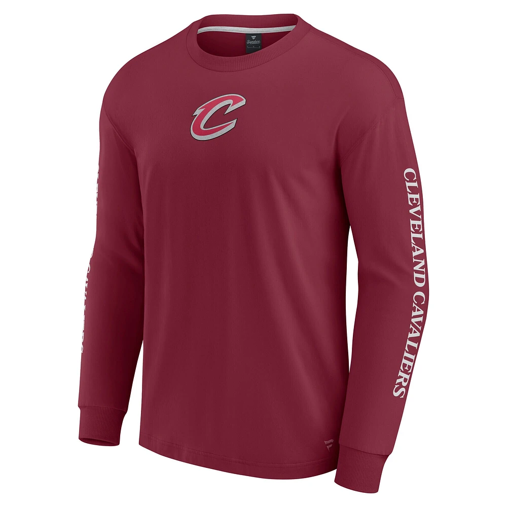 Men's Fanatics Wine Cleveland Cavaliers Elements Strive Long Sleeve T-Shirt