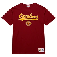 Men's Mitchell & Ness Wine Cleveland Cavaliers Hardwood Classics Felt Applique Slub T-Shirt