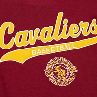 Men's Mitchell & Ness Wine Cleveland Cavaliers Hardwood Classics Felt Applique Slub T-Shirt