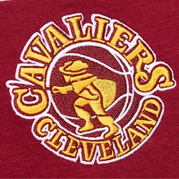Men's Mitchell & Ness Wine Cleveland Cavaliers Hardwood Classics Felt Applique Slub T-Shirt