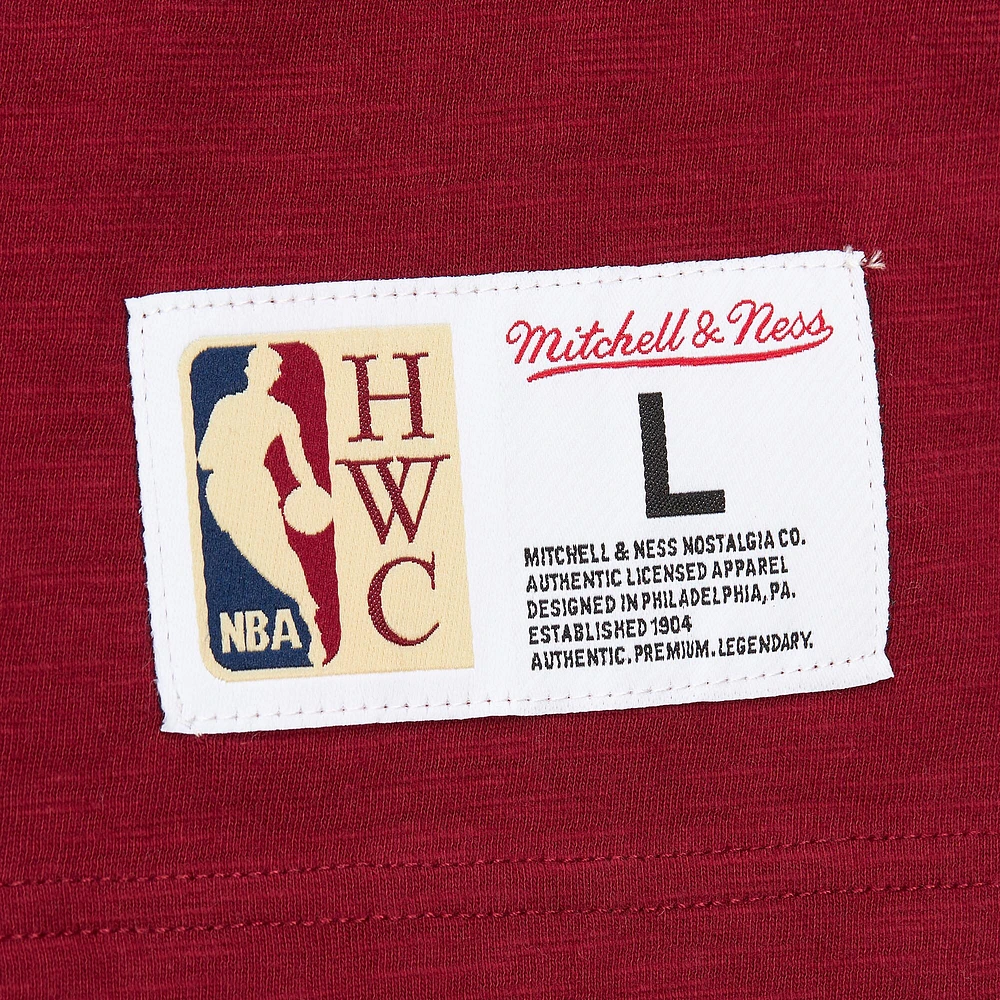 Men's Mitchell & Ness Wine Cleveland Cavaliers Hardwood Classics Felt Applique Slub T-Shirt