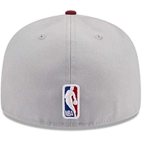 Men's New Era Gray/Wine Cleveland Cavaliers Tip-Off Two-Tone 59FIFTY Fitted Hat