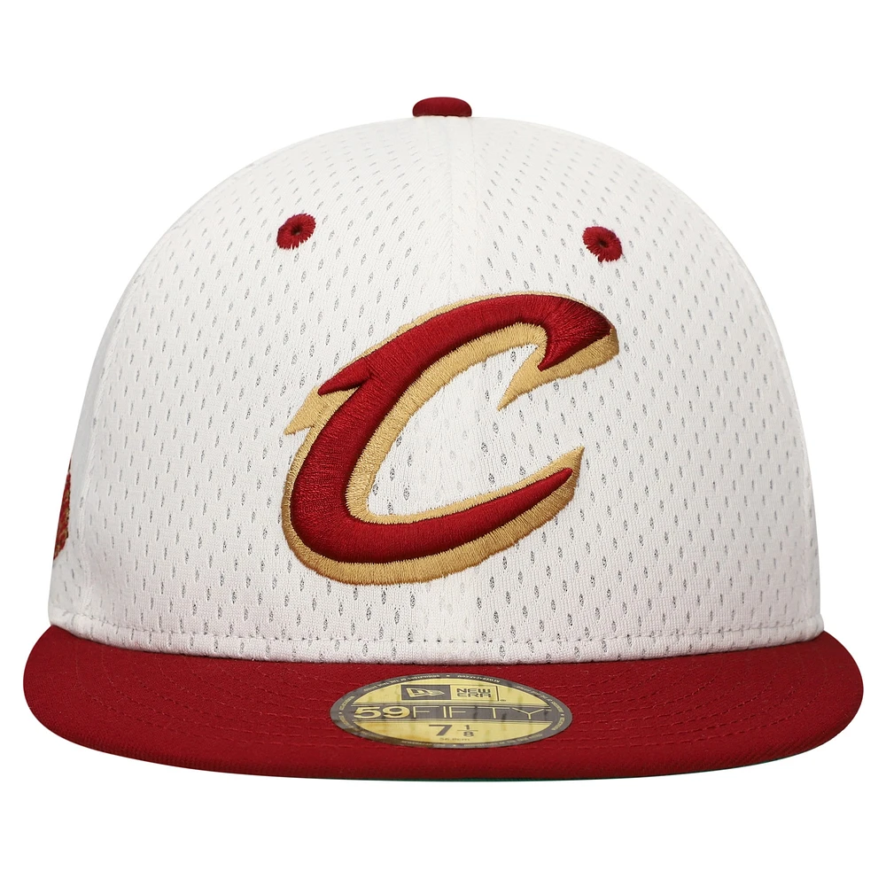 Men's New Era White/Wine Cleveland Cavaliers Throwback 2Tone 59FIFTY Fitted Hat