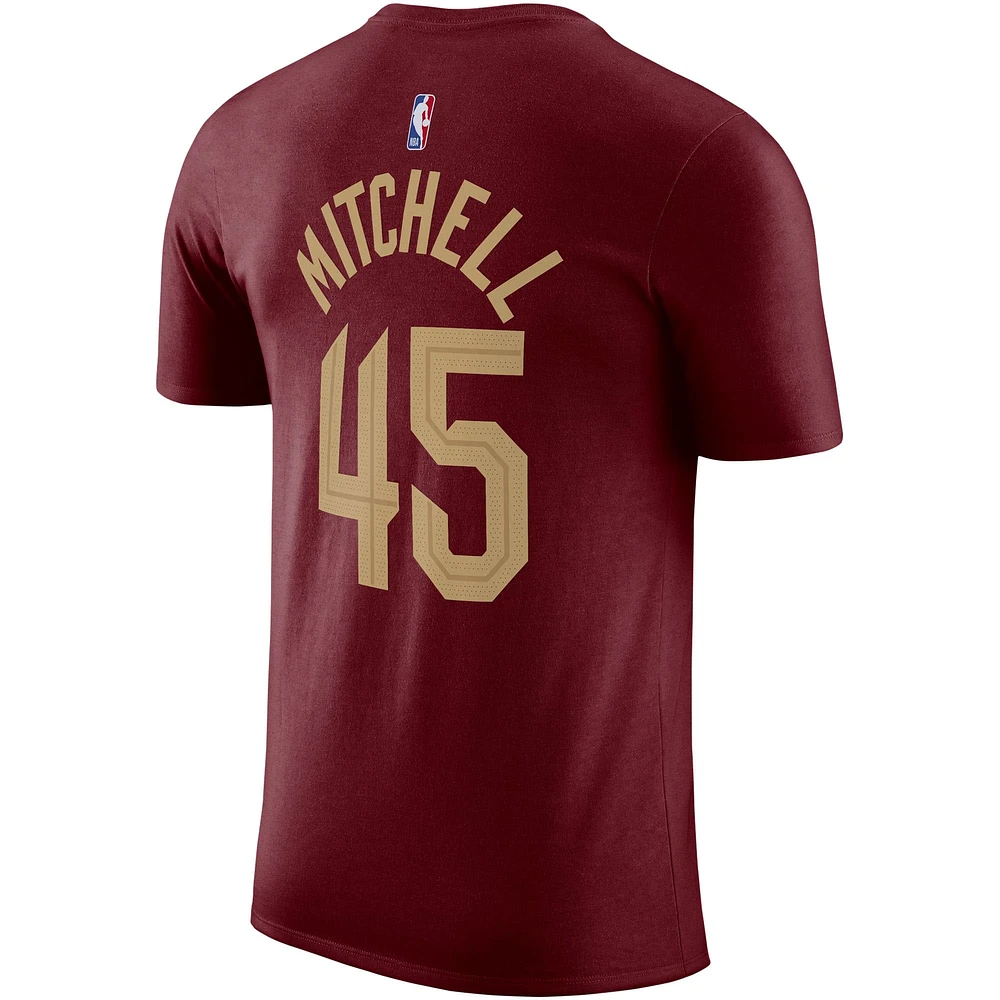 T-shirt Nike Donovan Mitchell pour homme, bordeaux, Cleveland Cavaliers Icon 2022/23, nom et numéro