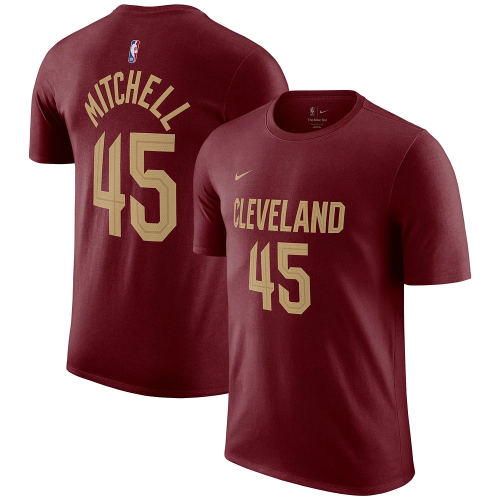 T-shirt Nike Donovan Mitchell pour homme, bordeaux, Cleveland Cavaliers Icon 2022/23, nom et numéro