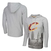 Men's Stadium Essentials Heather Gray Cleveland Cavaliers Atrium Raglan Long Sleeve Hoodie T-Shirt