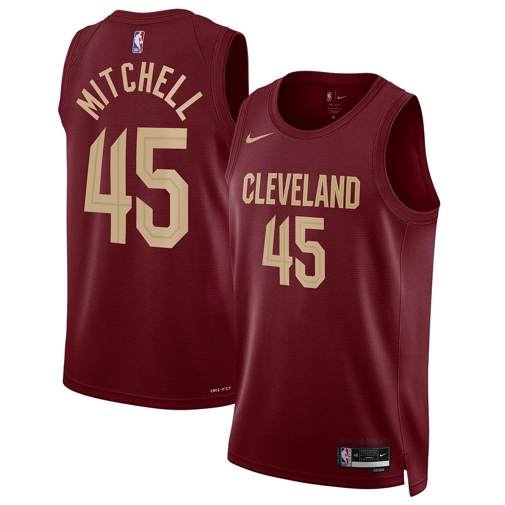Maillot Nike Donovan Mitchell Wine Cleveland Cavaliers Swingman unisexe - Édition Icon