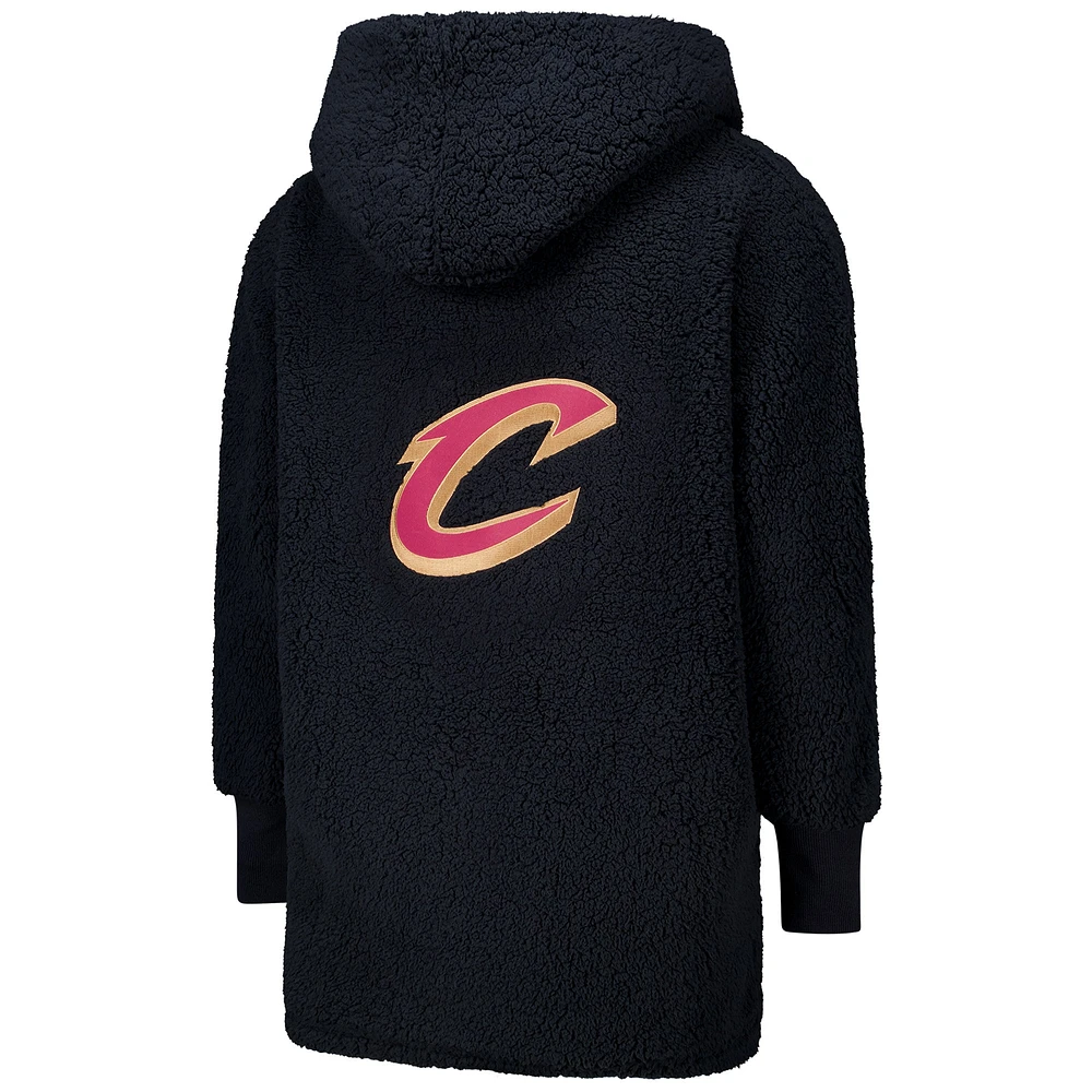 Unisex the Best Lounger World By Jill Martin Black Cleveland Cavaliers Oversized Open-Front Hoodie Sweater
