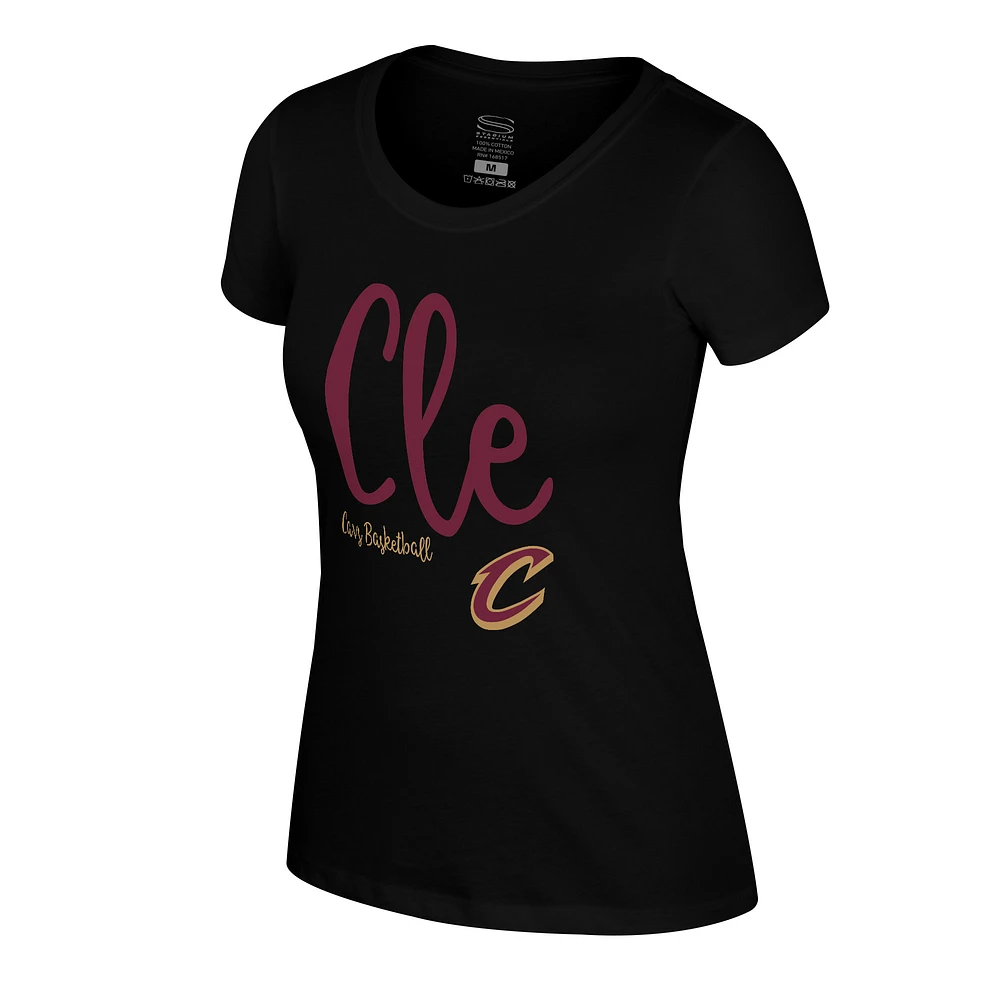 T-shirt noir Stadium Essentials Cleveland Cavaliers 3e quart-temps pour femme