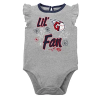 Girls Newborn & Infant Navy/Heather Gray Cleveland Guardians Little Fan Two-Pack Bodysuit Set