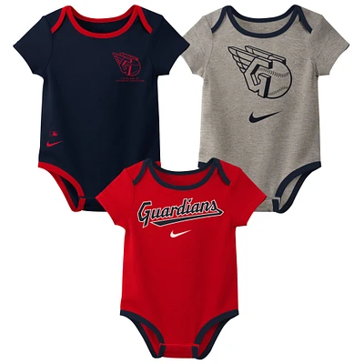 Ensemble de trois bodys Nike Cleveland Guardians Authentic Collection pour bébé