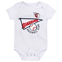 Infant Red/White/Heather Gray Cleveland Guardians Biggest Little Fan 3-Pack Bodysuit Set