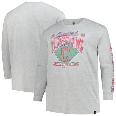 T-shirt à manches longues Franklin gris vieilli pour homme '47 Cleveland Guardians Big & Tall