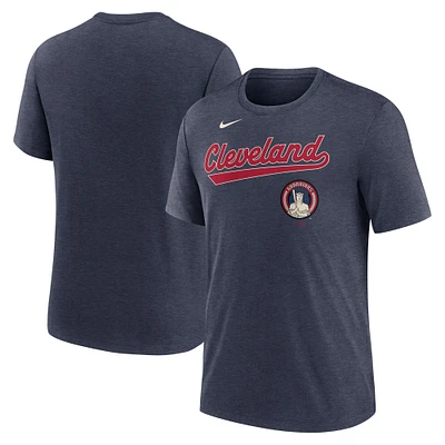 T-shirt Nike bleu marine chiné Cleveland Guardians 2025 City Connect Performance Tri-Blend pour homme