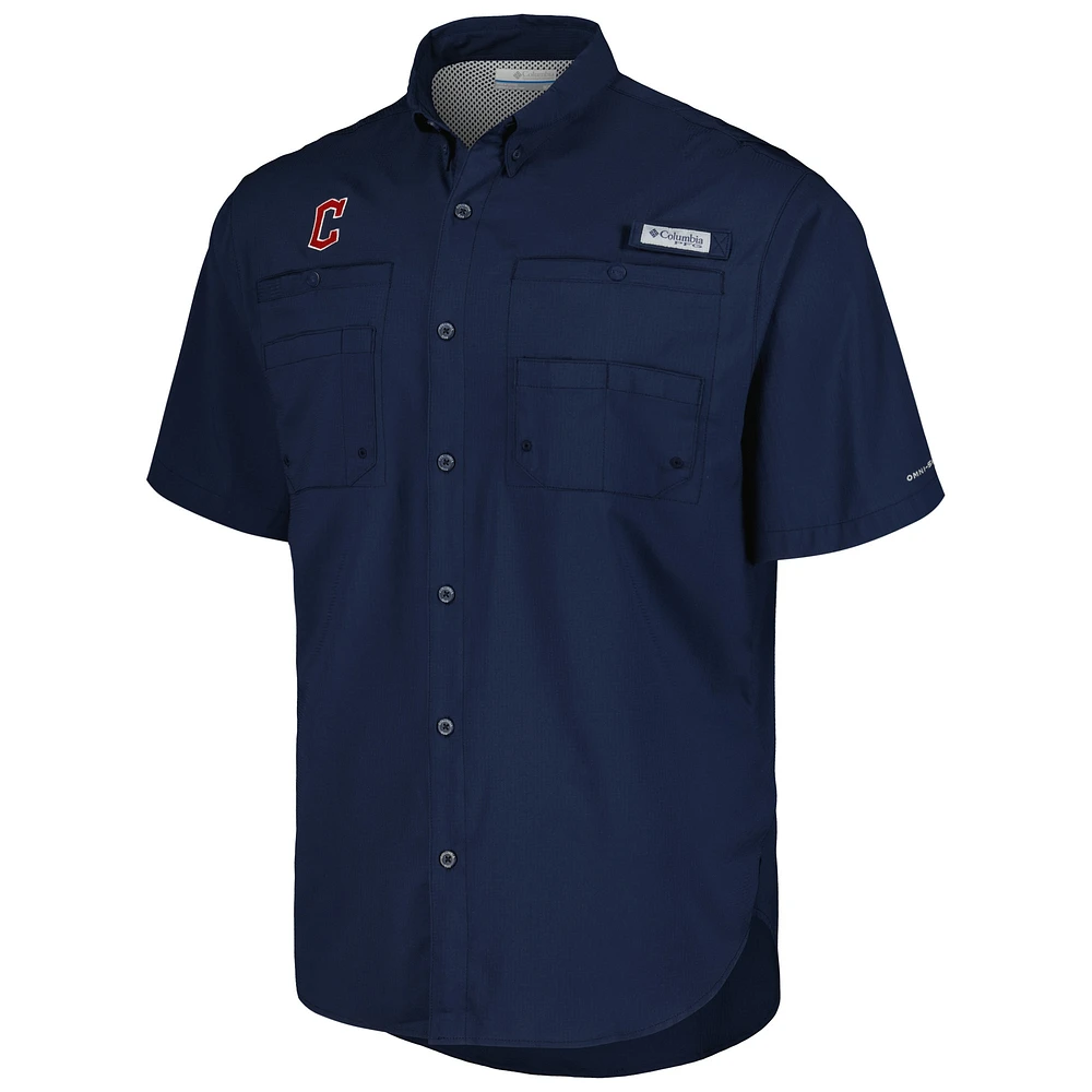 Men's Columbia Navy Cleveland Guardians Tamiami Omni-Shade Button-Down Shirt