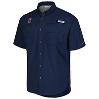 Men's Columbia Navy Cleveland Guardians Tamiami Omni-Shade Button-Down Shirt