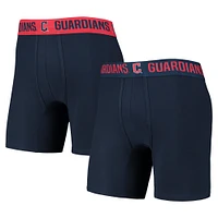 Lot de deux boxers Flagship pour hommes Concepts Sport bleu marine/rouge Cleveland Guardians