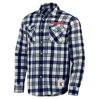 Men's Darius Rucker Collection by Fanatics Navy Cleveland Guardians Plaid Flannel Button-Up Shirt