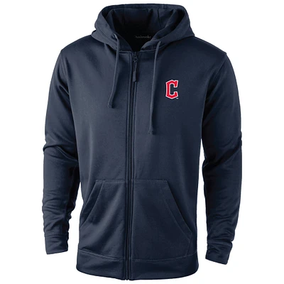 Sweat à capuche Dunbrooke bleu marine pour homme, coupe entièrement zippée, motif Cleveland Guardians Trophy