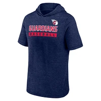 Men's Fanatics Heather Navy Cleveland Guardians Push Short Sleeve Pullover Hoodie