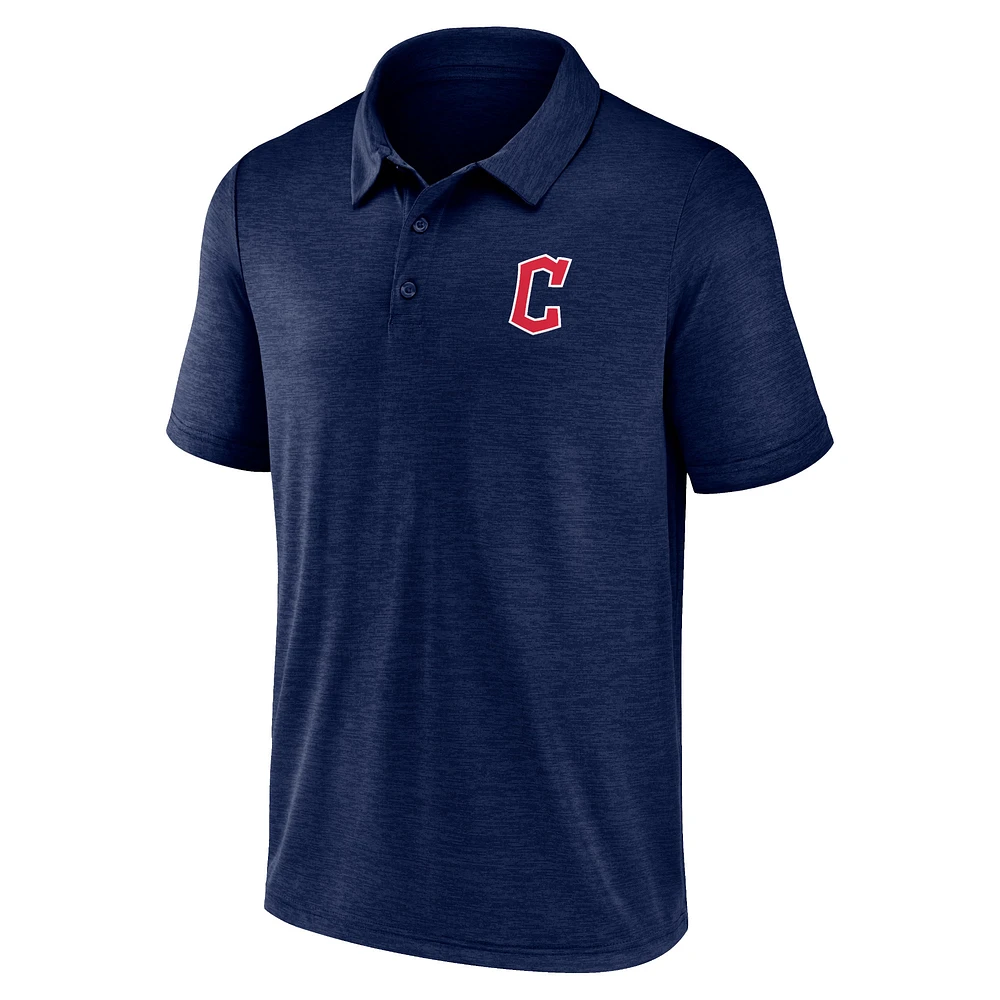 Men's Fanatics Navy Cleveland Guardians Primary Logo Space-Dye Polo