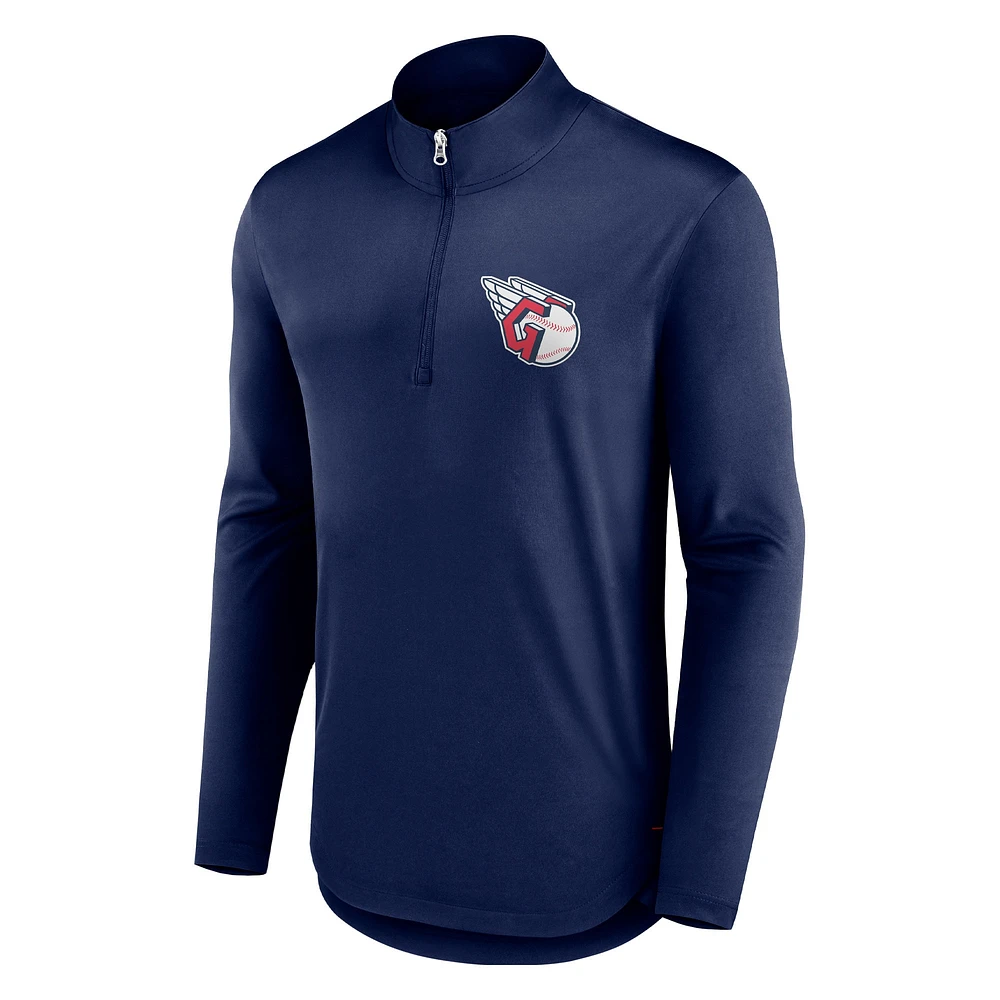 Men's Fanatics Navy Cleveland Guardians Tough Minded Lightweight Quarter-Zip Pullover