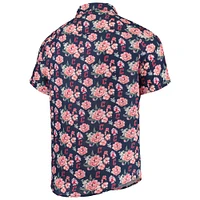 Men's FOCO Navy Cleveland Guardians Floral Linen Button-Up Shirt