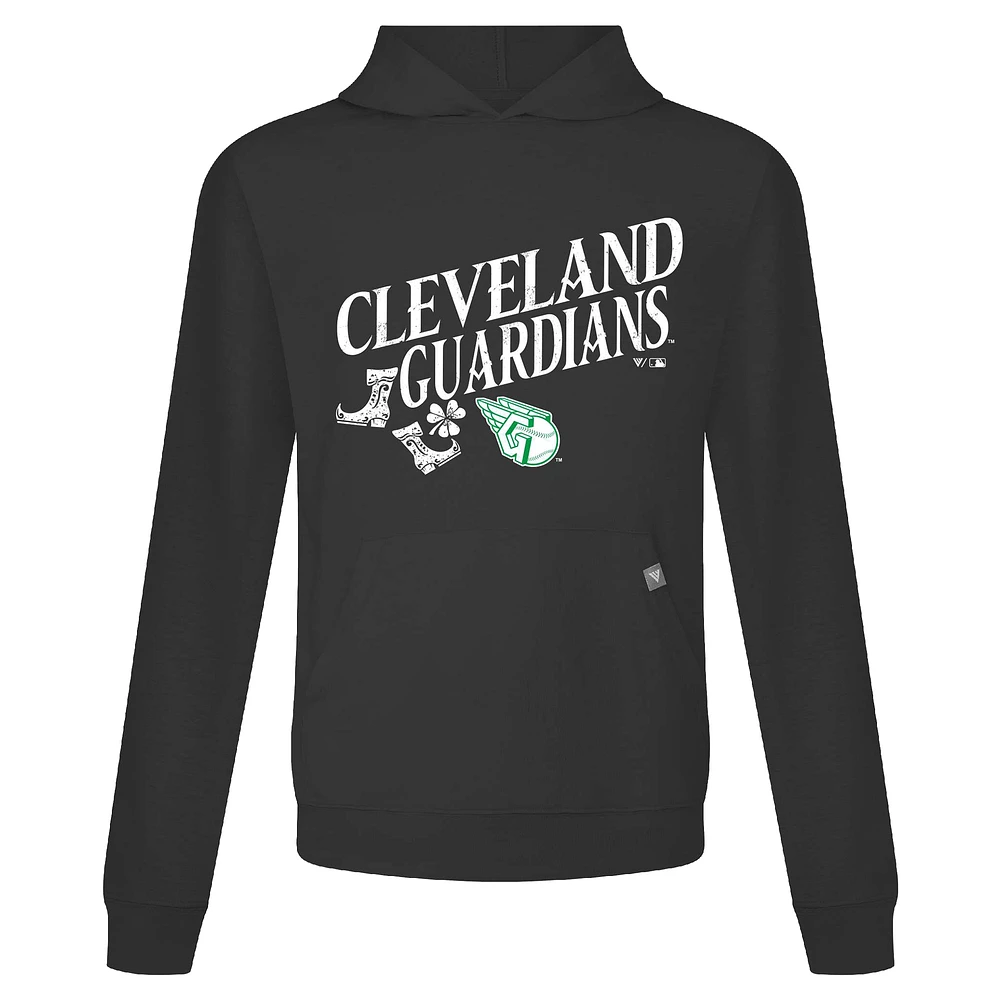 Men's Levelwear Black Cleveland Guardians St. Patrick's Day Relay Boots Pullover Hoodie