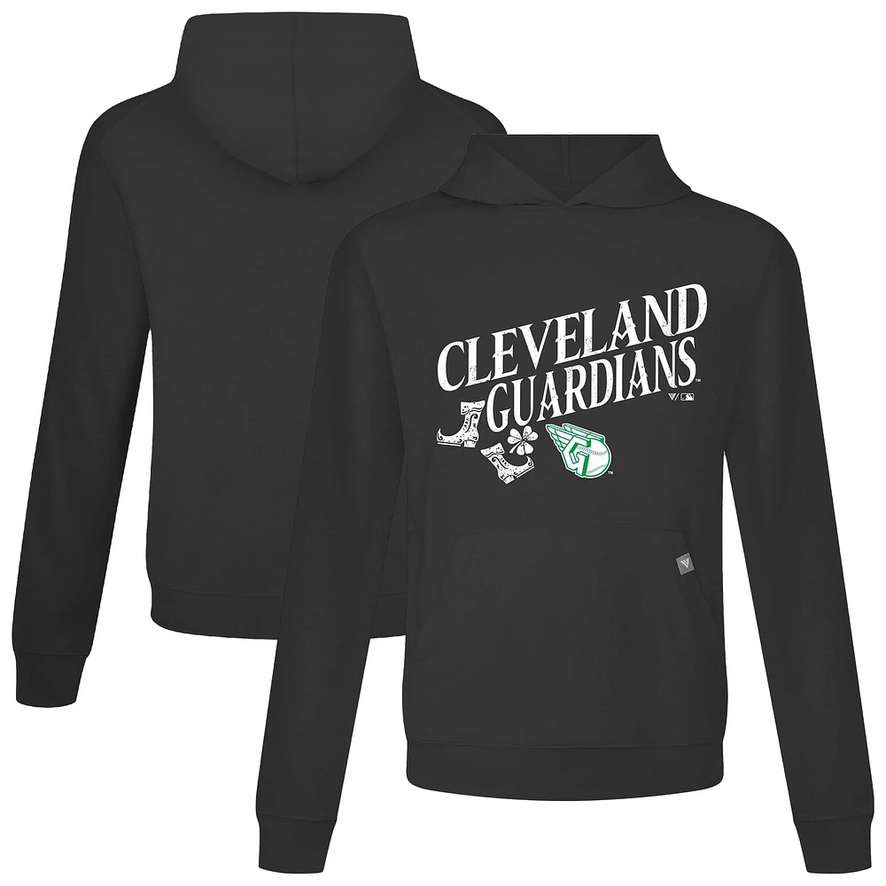 Men's Levelwear Black Cleveland Guardians St. Patrick's Day Relay Boots Pullover Hoodie